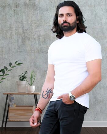 Attri White Plain Cotton Tshirt