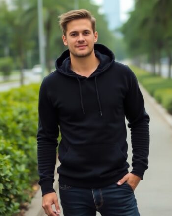 Black Plain Regular Hoodie
