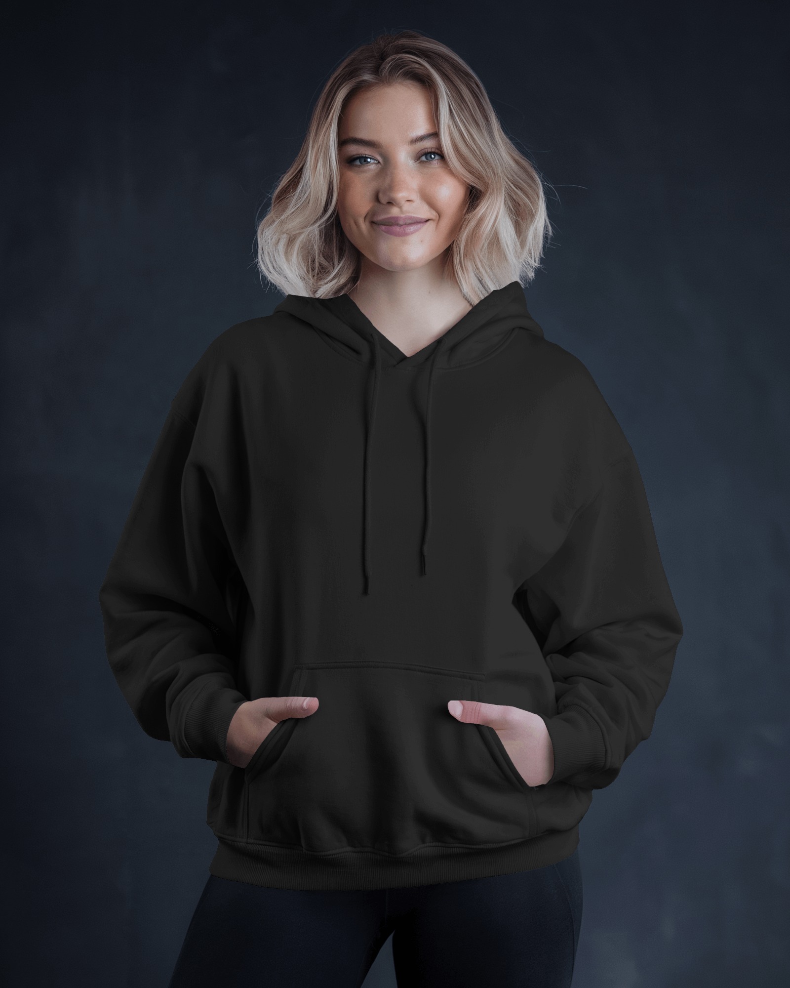 female black hoodie front1 mockey