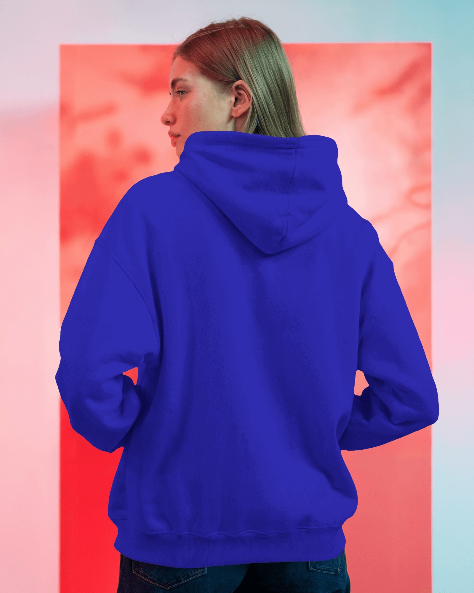 female blue hoodie back1 mockey