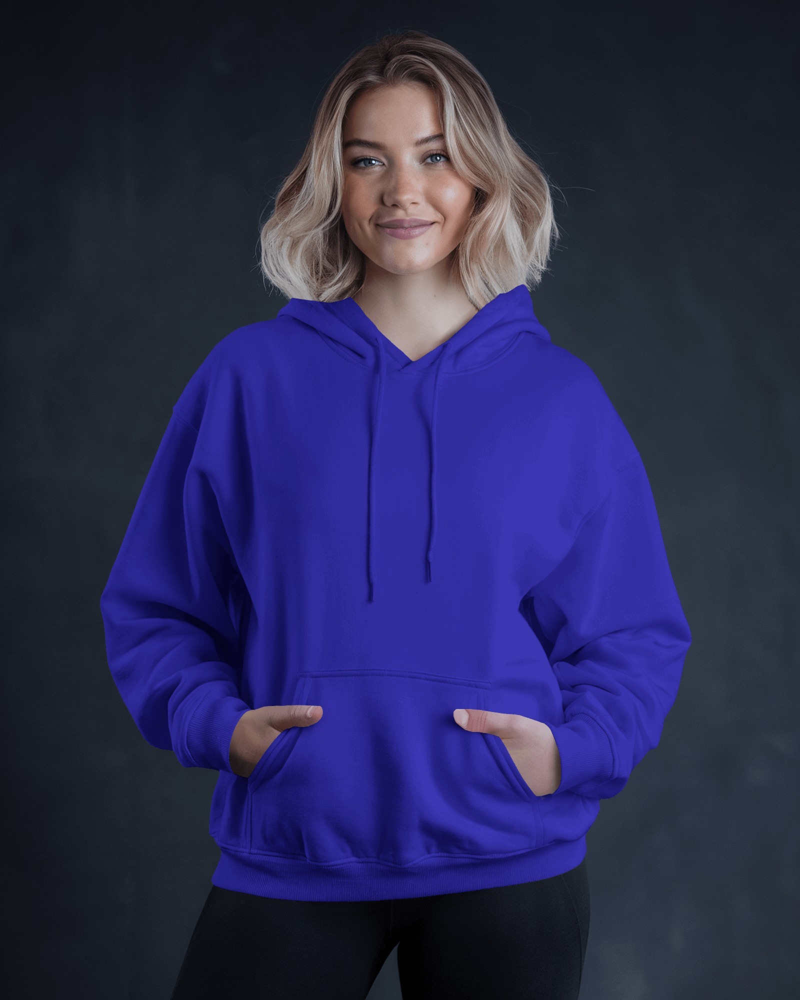 female blue hoodie front1 mockey