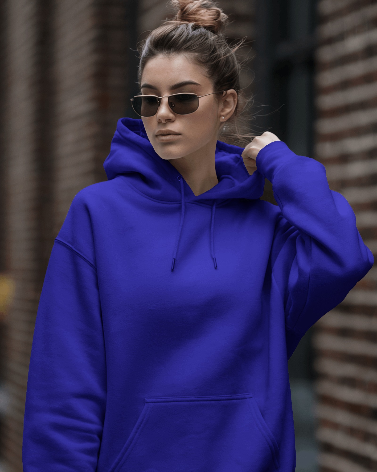 female blue hoodie front2 mockey