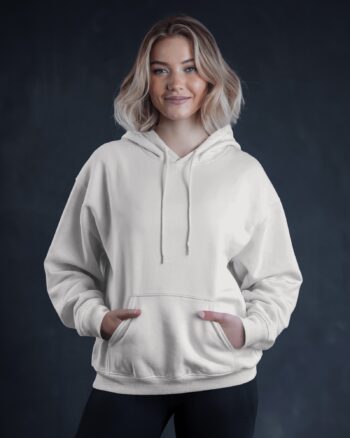 Women White Plain Regular Hoodie