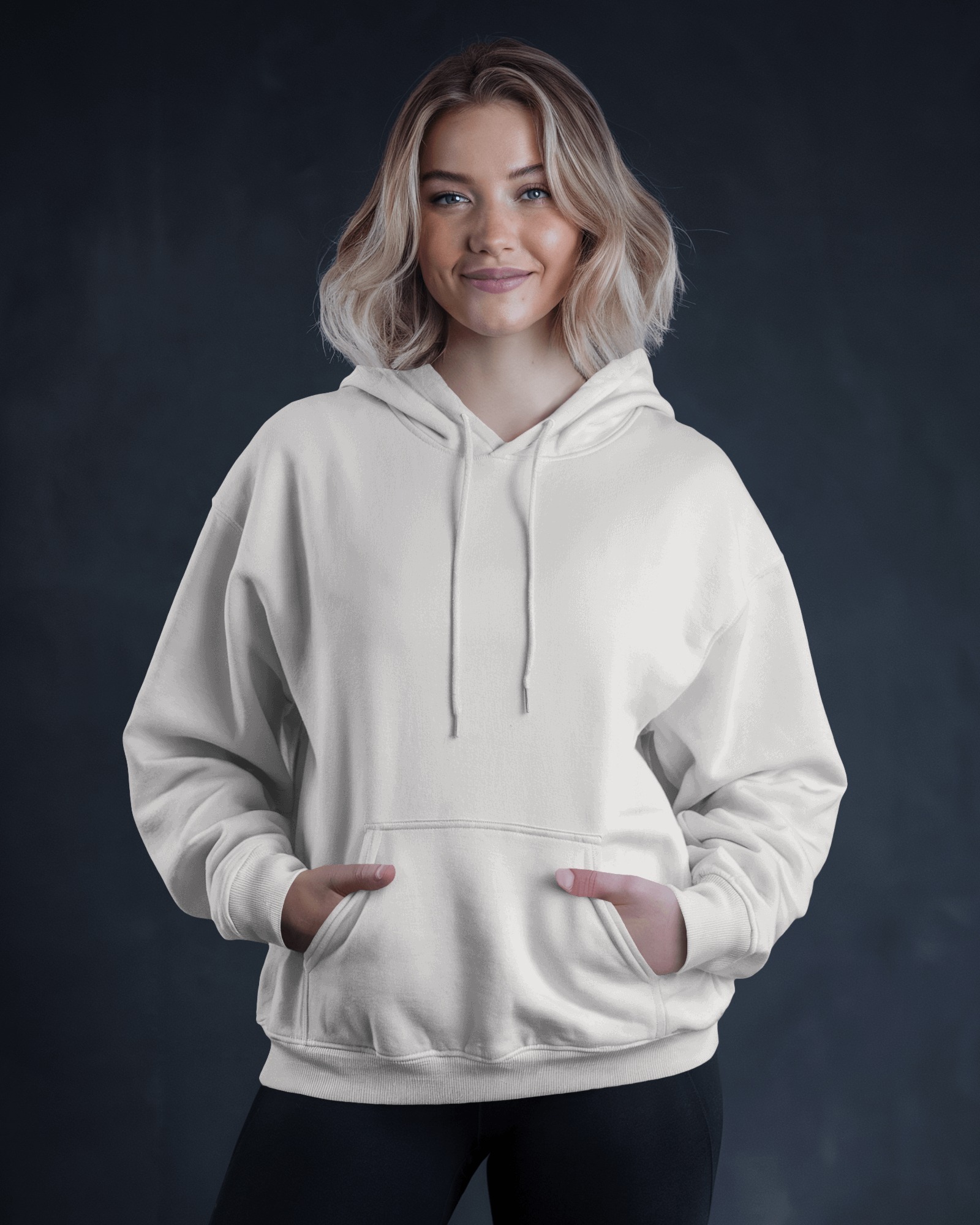 female white hoodie front1 mockey Plain and printed cotton T-shirt in multi colors