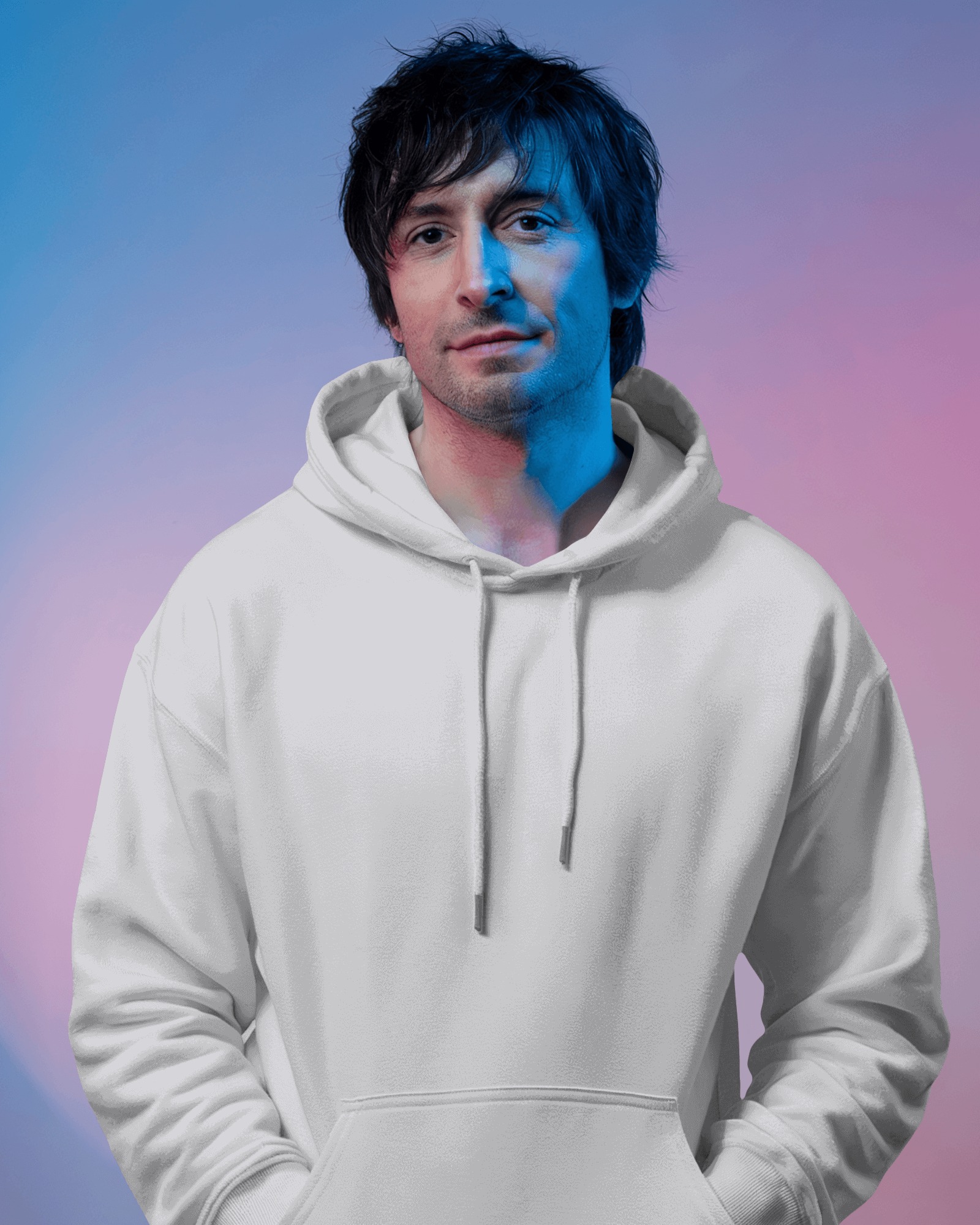 white hoodie front 3 mockey