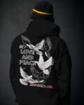 Love & Peace Printed Cotton Fleece Hoodie