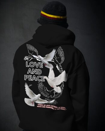 Love & Peace Printed Cotton Fleece Hoodie