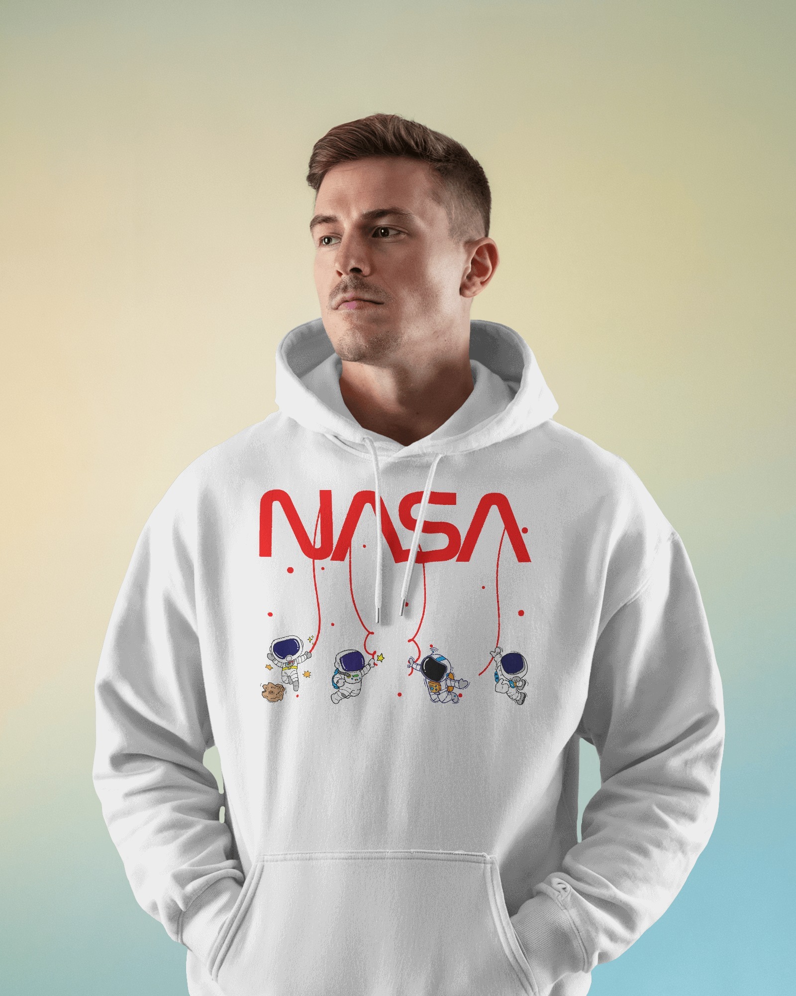 Male white NASA(red) hanging astronaut front1