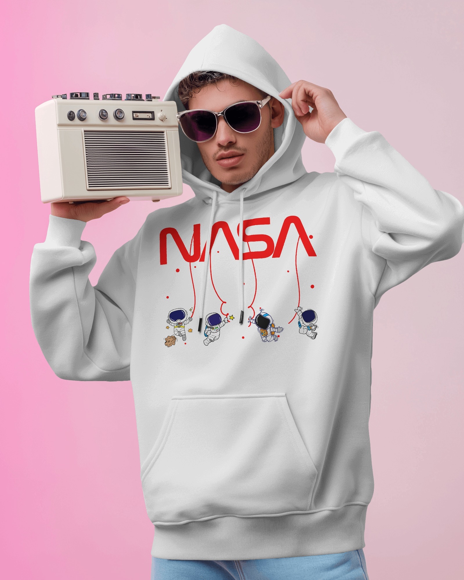 Male white NASA(red) hanging astronaut front3