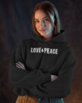Women Love & Peace Printed Cotton Fleece Hoodie
