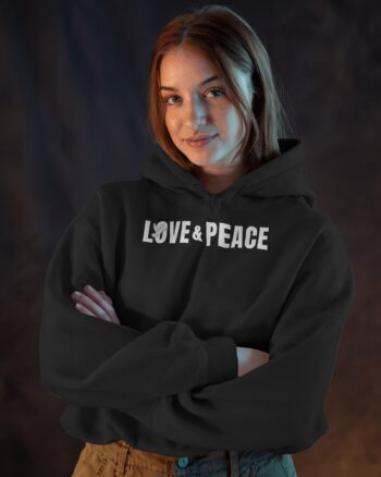 Women Love & Peace Printed Cotton Fleece Hoodie