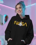 Women NASA Rocket Printed Hoodie
