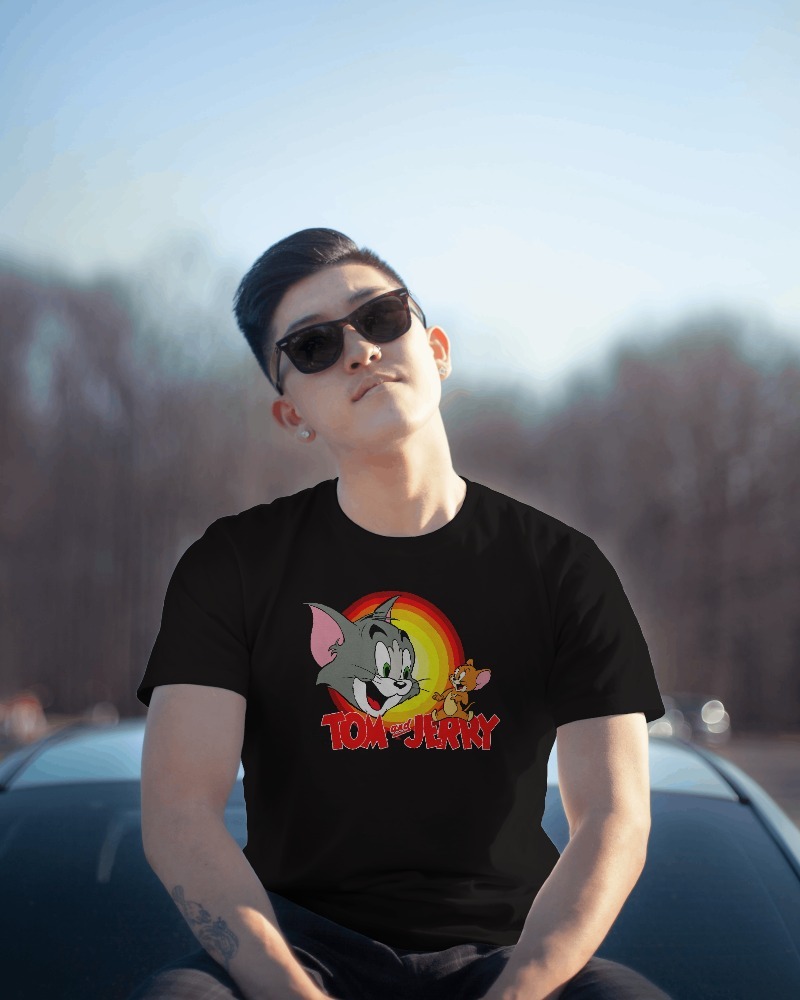 man-rnhs-00106 (1) Plain and printed cotton T-shirt in multi colors