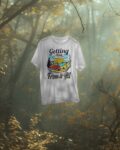 Plain and printed cotton T-shirt in multi colors white getting away