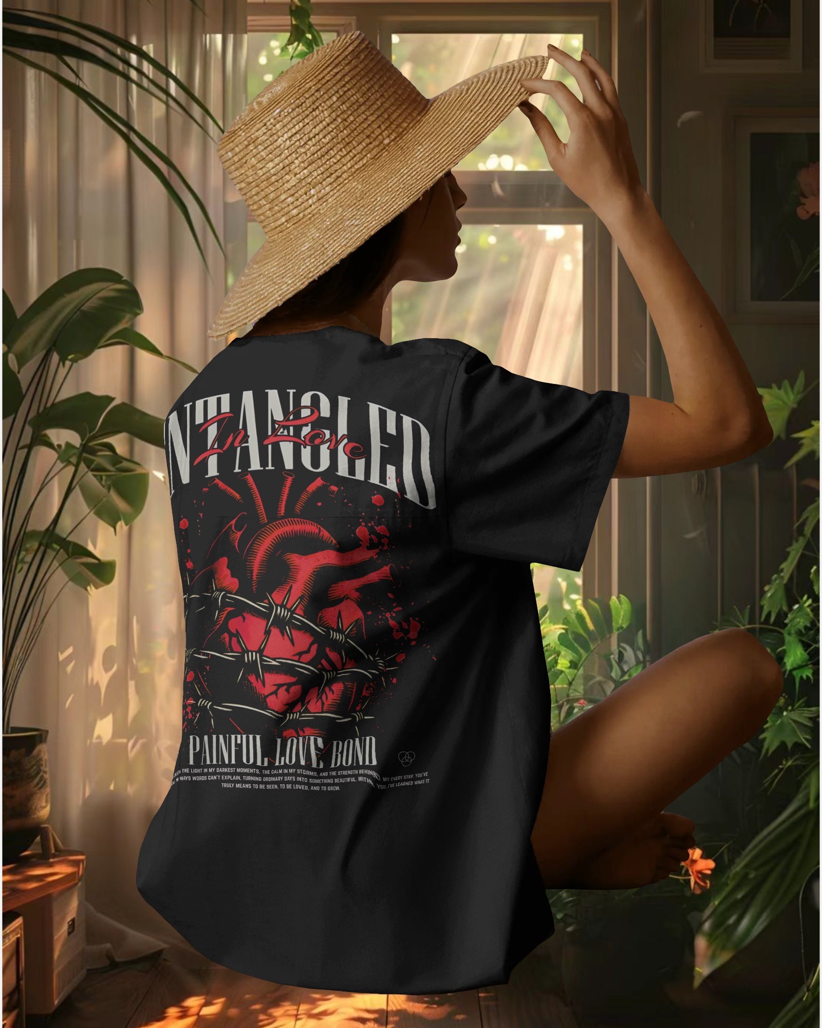 woman black entangled back