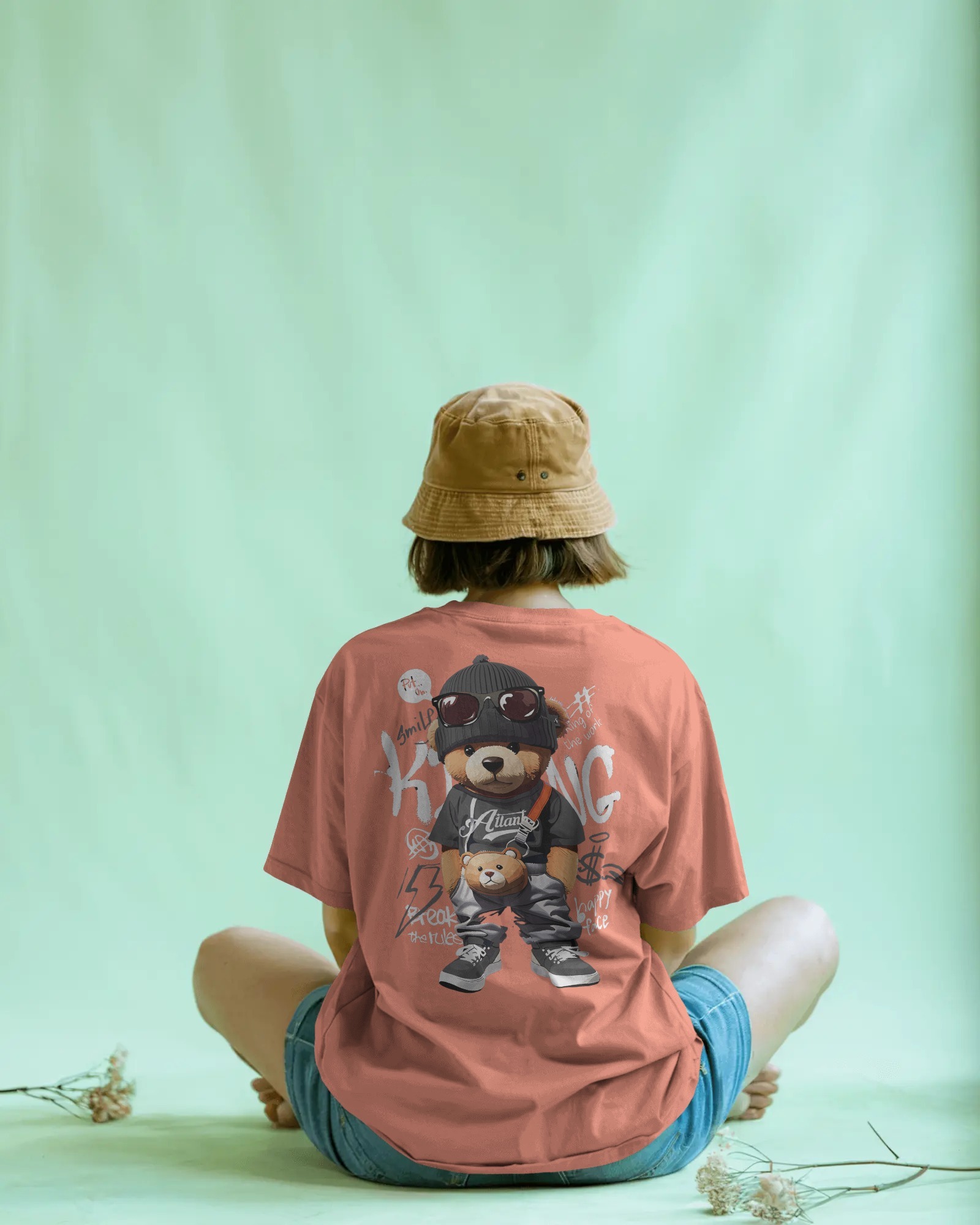woman peach king teddy back