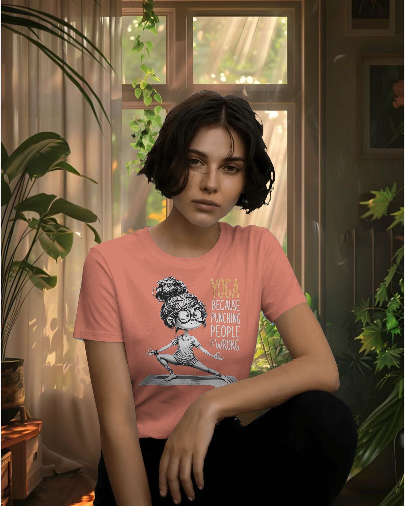 woman peach yoga
