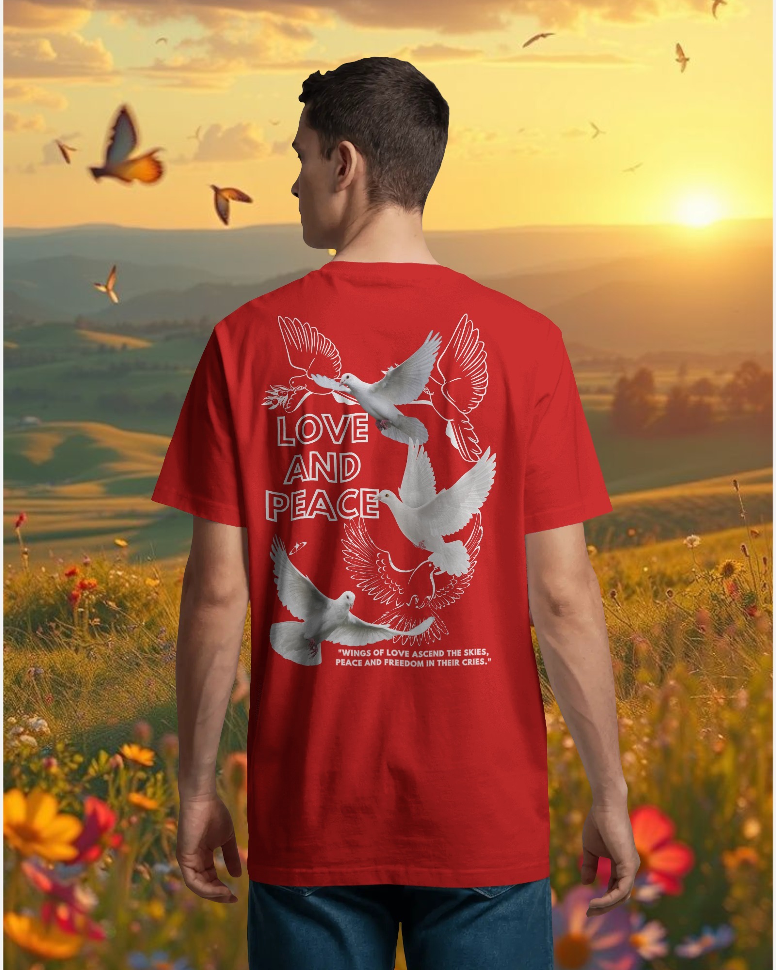 black love red back Plain and printed cotton T-shirt in multi colors