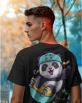 man cute panda back black full