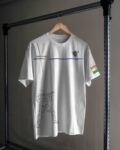 Plain and printed cotton T-shirt in multi colors white full