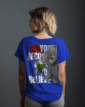 man blue believe back