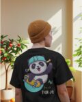 man cute panda back black full